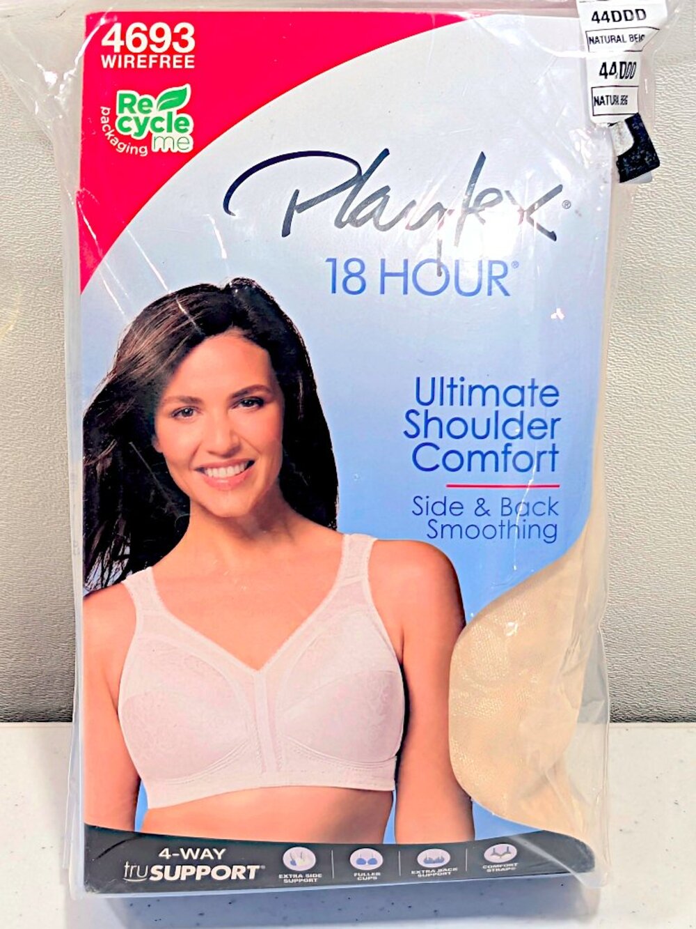 Playtex 18 Hour 44DDD Natural Beige Wirefree Shoulder Comfort Bra 4693